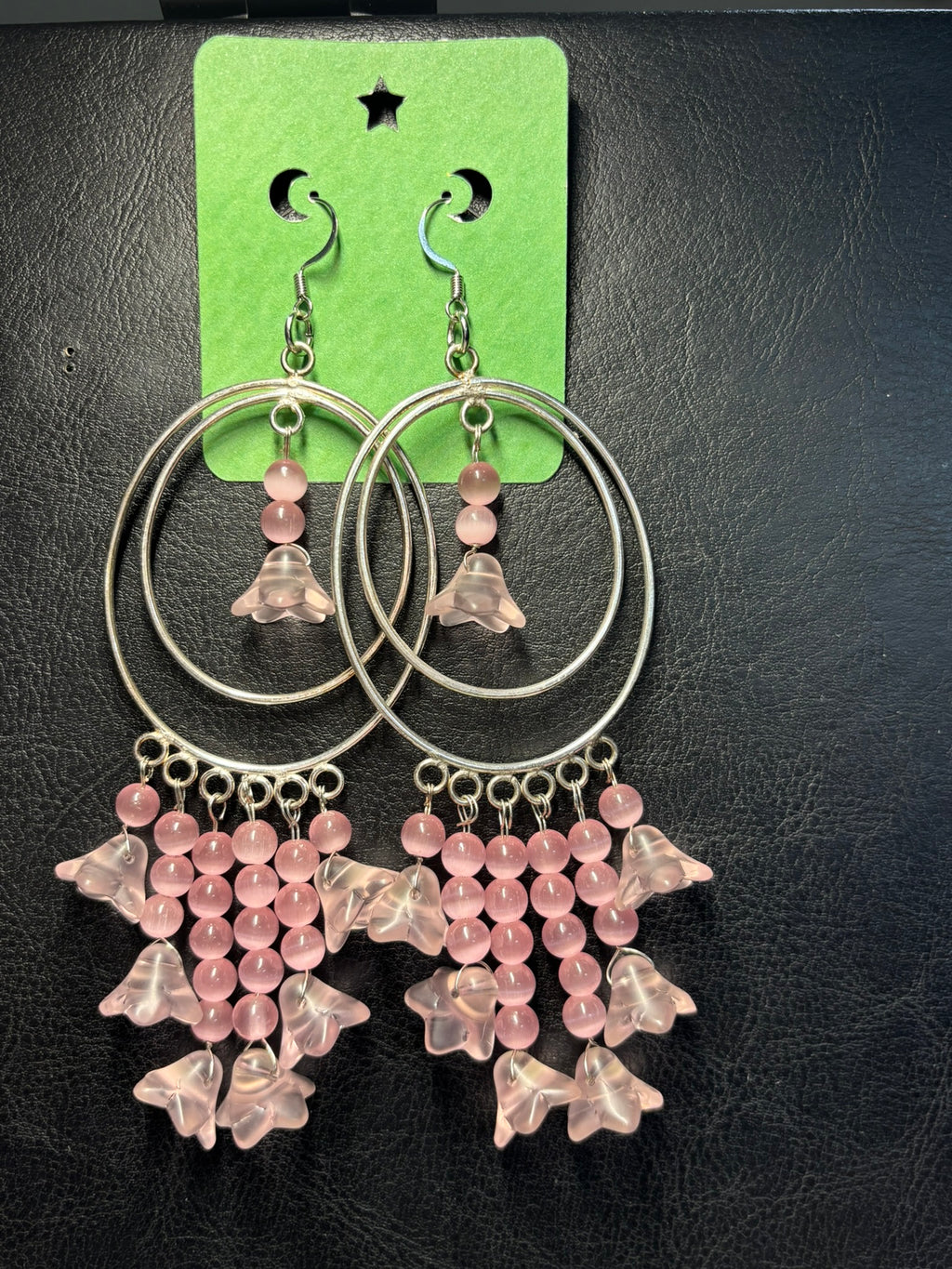 Pink Flower Cats-eye Chandler Earrings