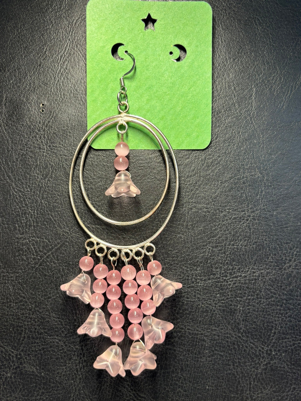 Pink Flower Cats-eye Chandler Earrings