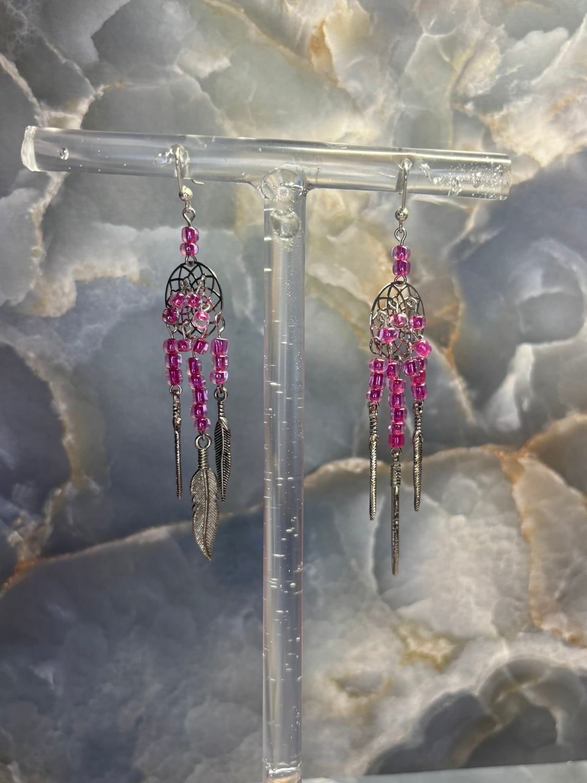 Fuchsia Dreamcatcher Earrings
