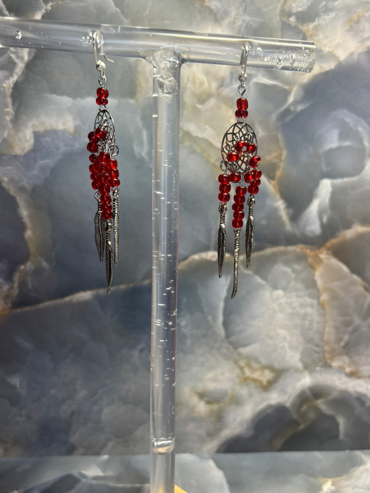 Red Dreamcatcher Earrings