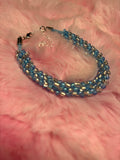 Light Blue and White Beaded Kumihimo Braided Bracelet