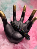 Black Iridescent Beaded Kumihimo Braided Bracelet