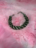 Green and White Beaded Kumihimo Braided Bracelet