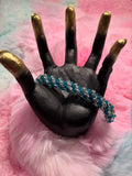 Teal and White Beaded Kumihimo Braided Bracelet