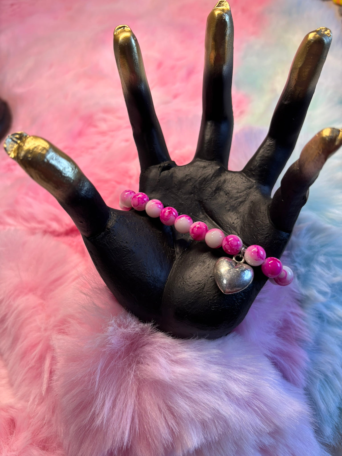 Heart Charm Stretch Bracelet