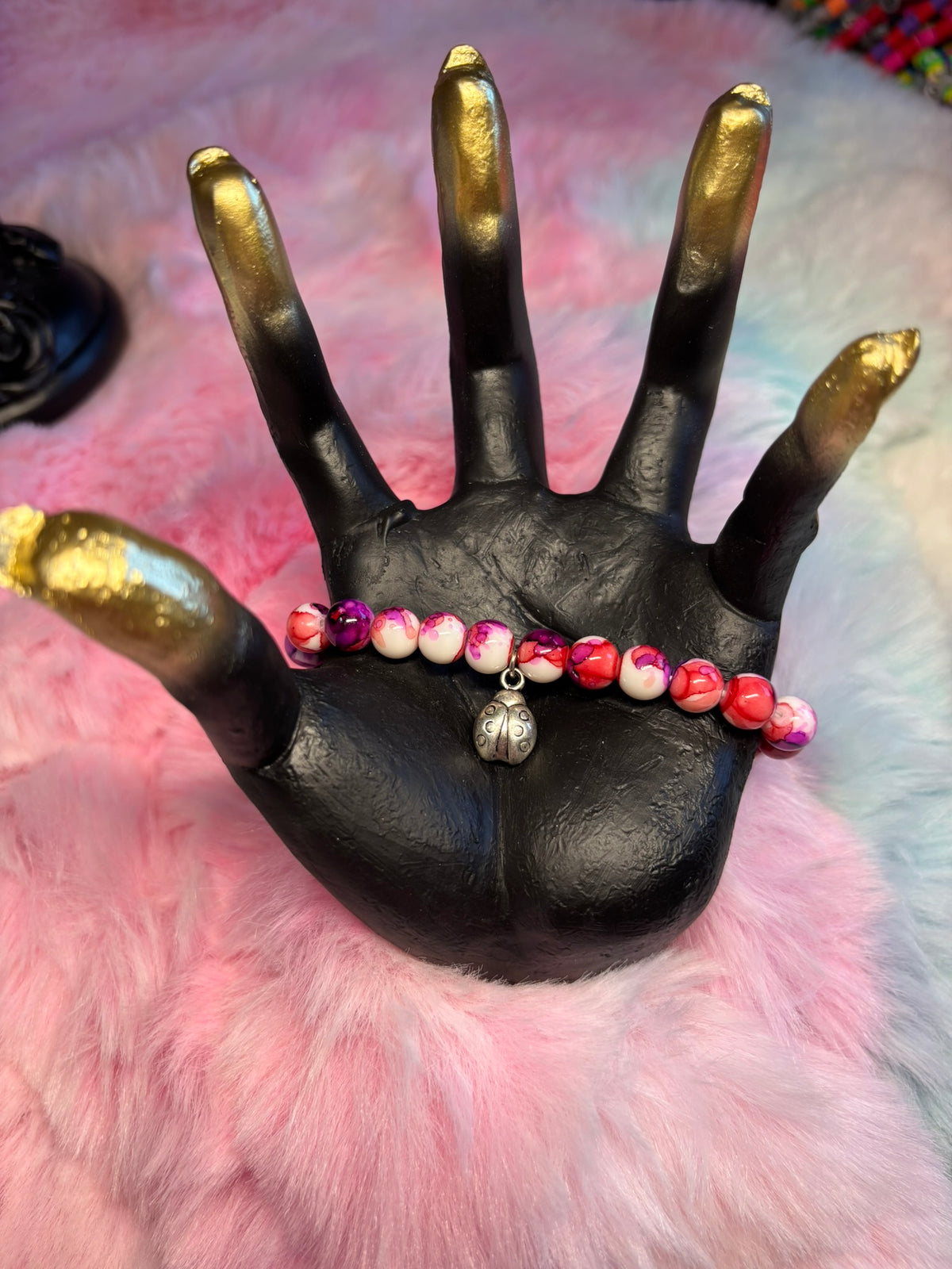 Ladybug Charm Stretch Bracelet
