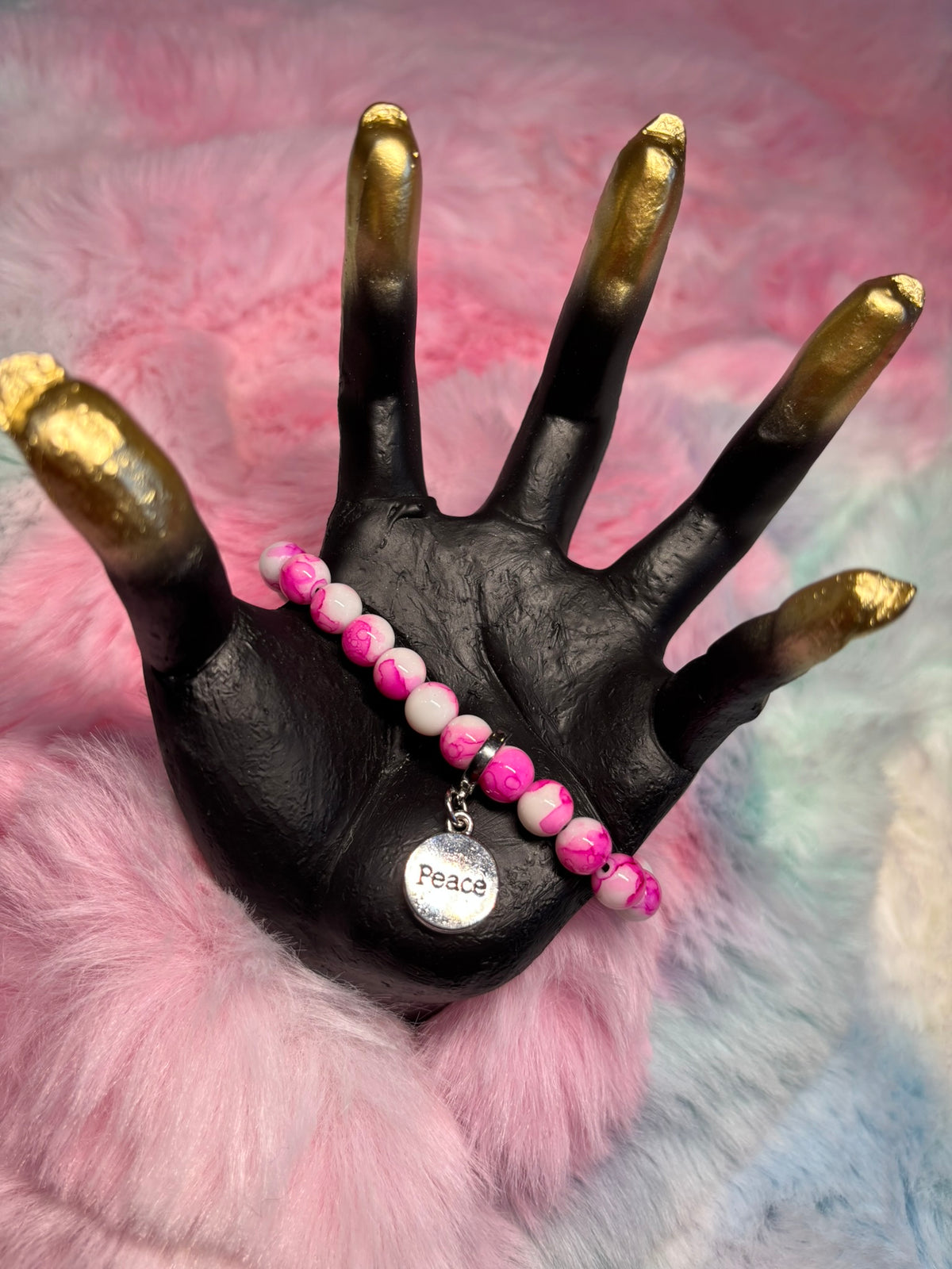 Peace Charm Stretch Bracelet