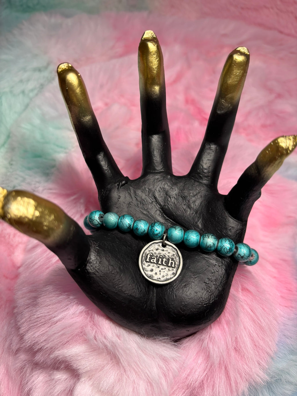 Faith Coin Charm Stretch Bracelet