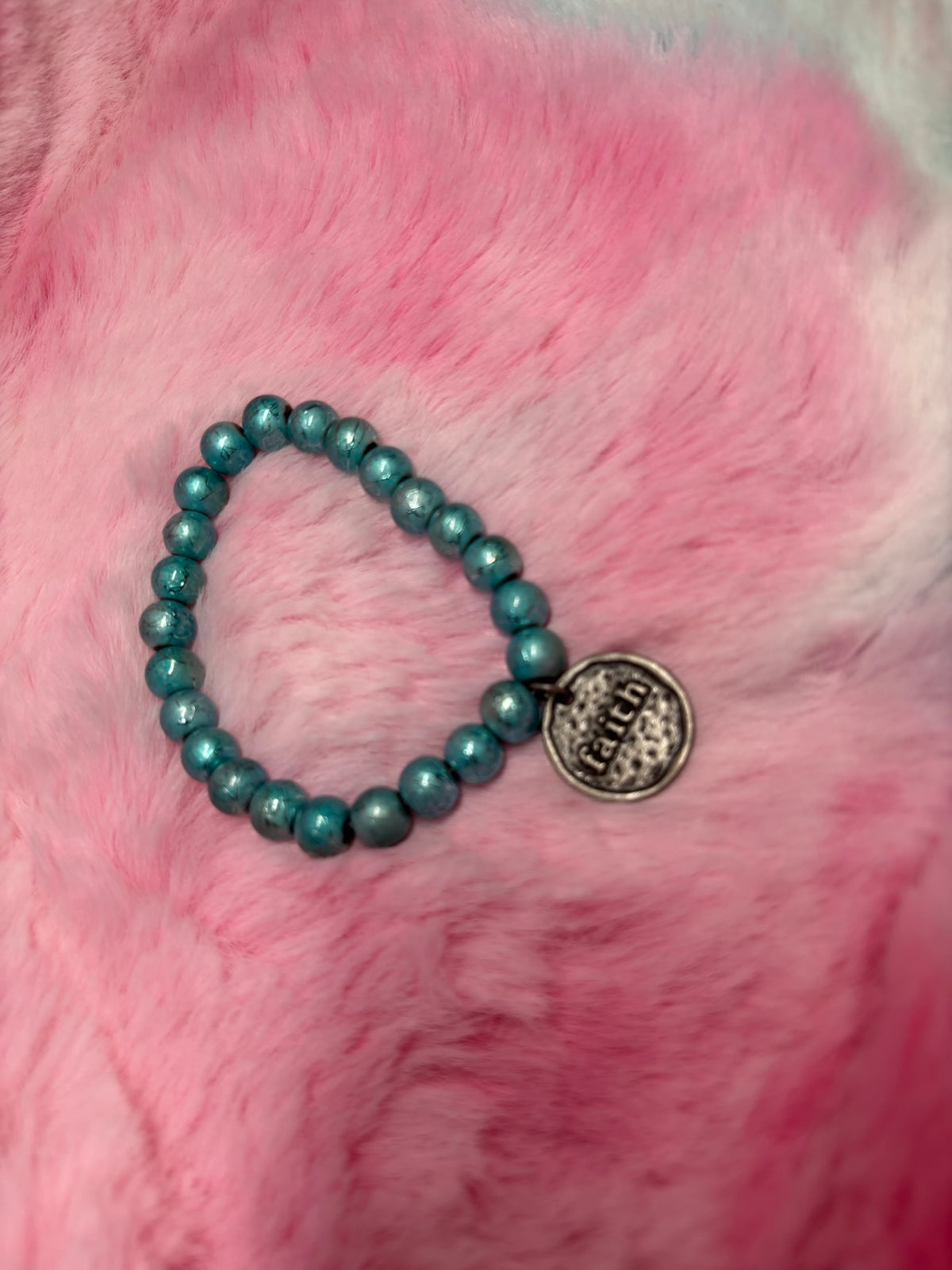 Faith Coin Charm Stretch Bracelet
