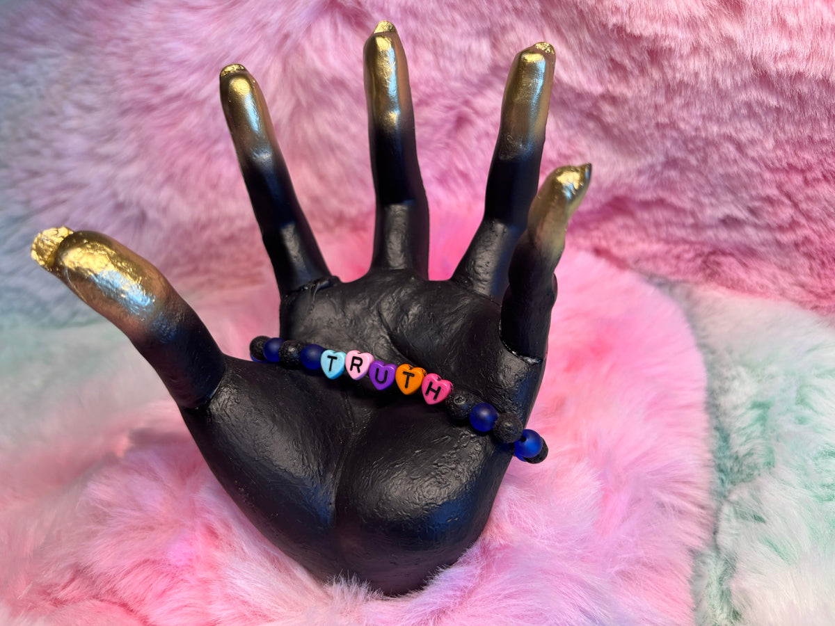 Truth Rainbow Heart Letter Beads Stretch Bracelet