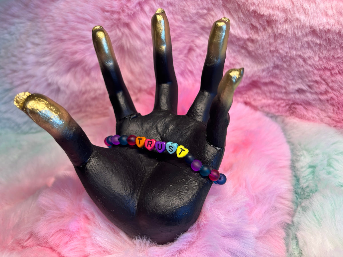 Trust Rainbow Heart Letter Beads Stretch Bracelet