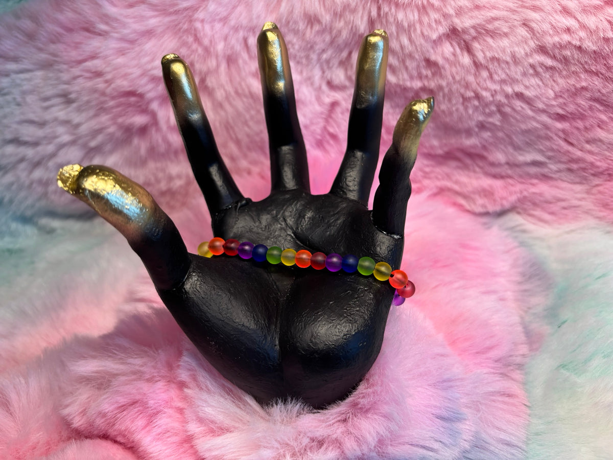 Love Rainbow Heart Letter Bead Stretch Bracelet.