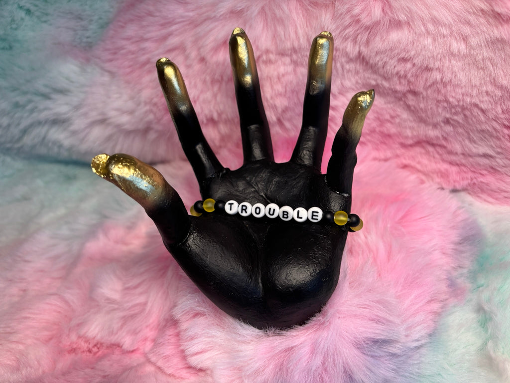 Trouble Letter Beads Stretch Bracelet