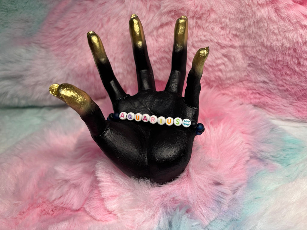 Aquarius Letter Beads Stretch Bracelet