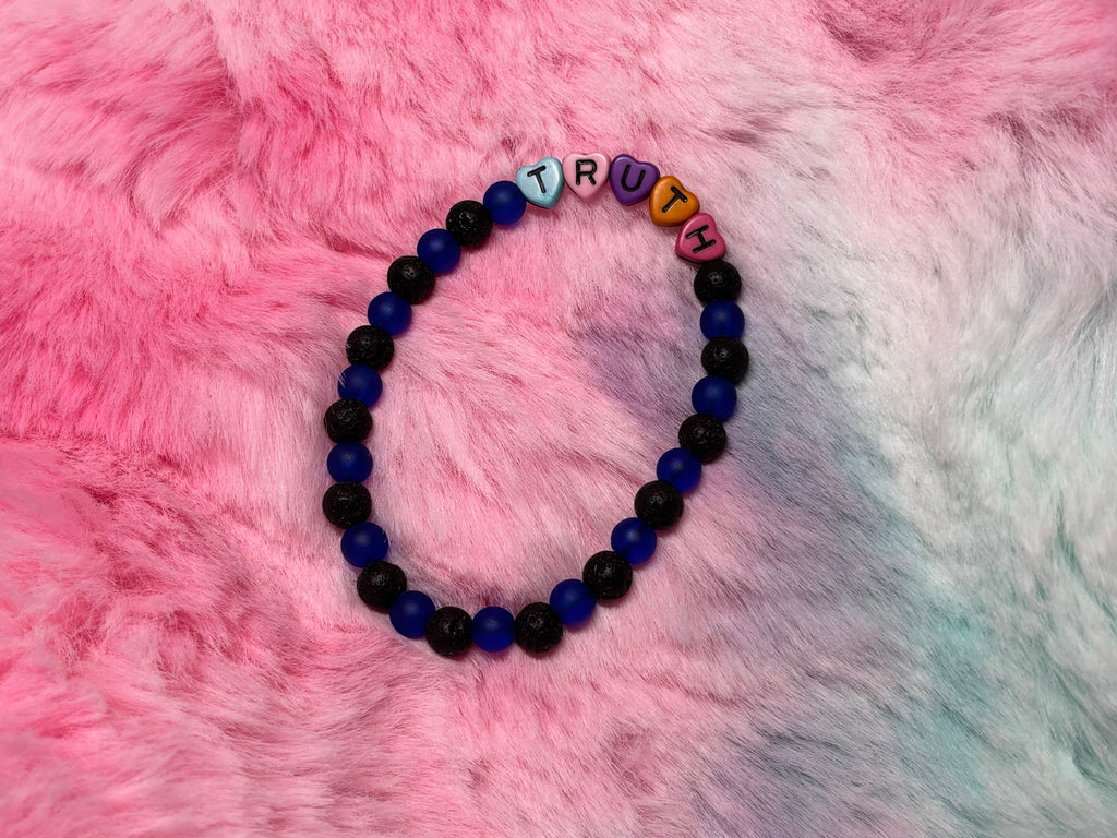 Truth Rainbow Heart Letter Beads Stretch Bracelet