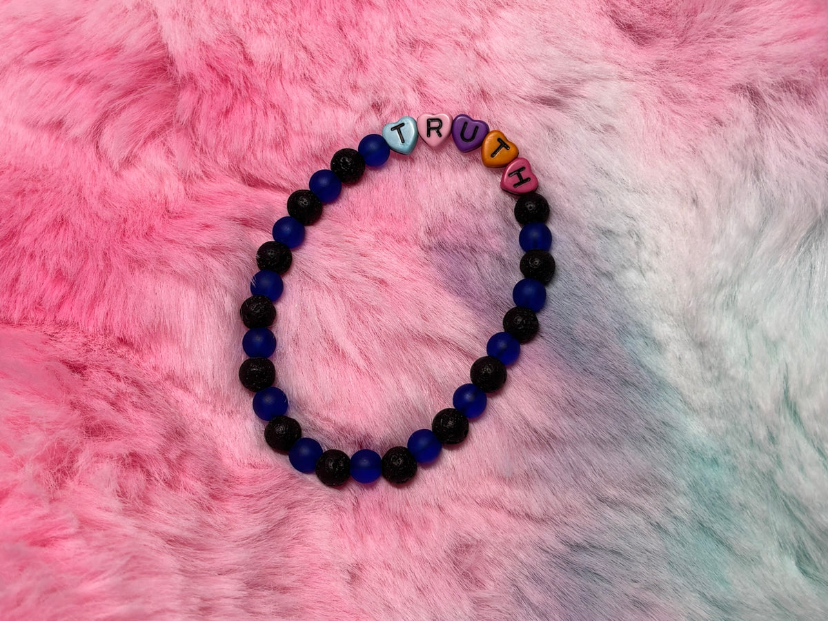 Truth Rainbow Heart Letter Beads Stretch Bracelet