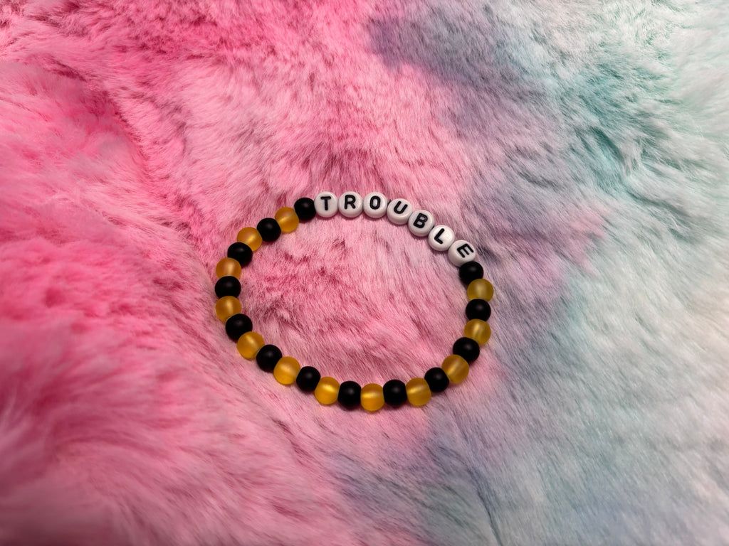 Trouble Letter Beads Stretch Bracelet