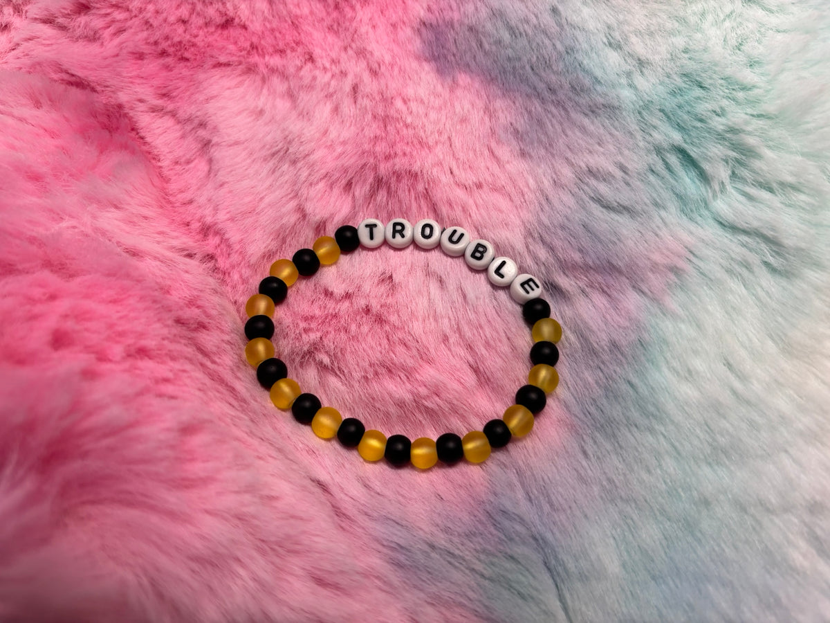 Trouble Letter Beads Stretch Bracelet