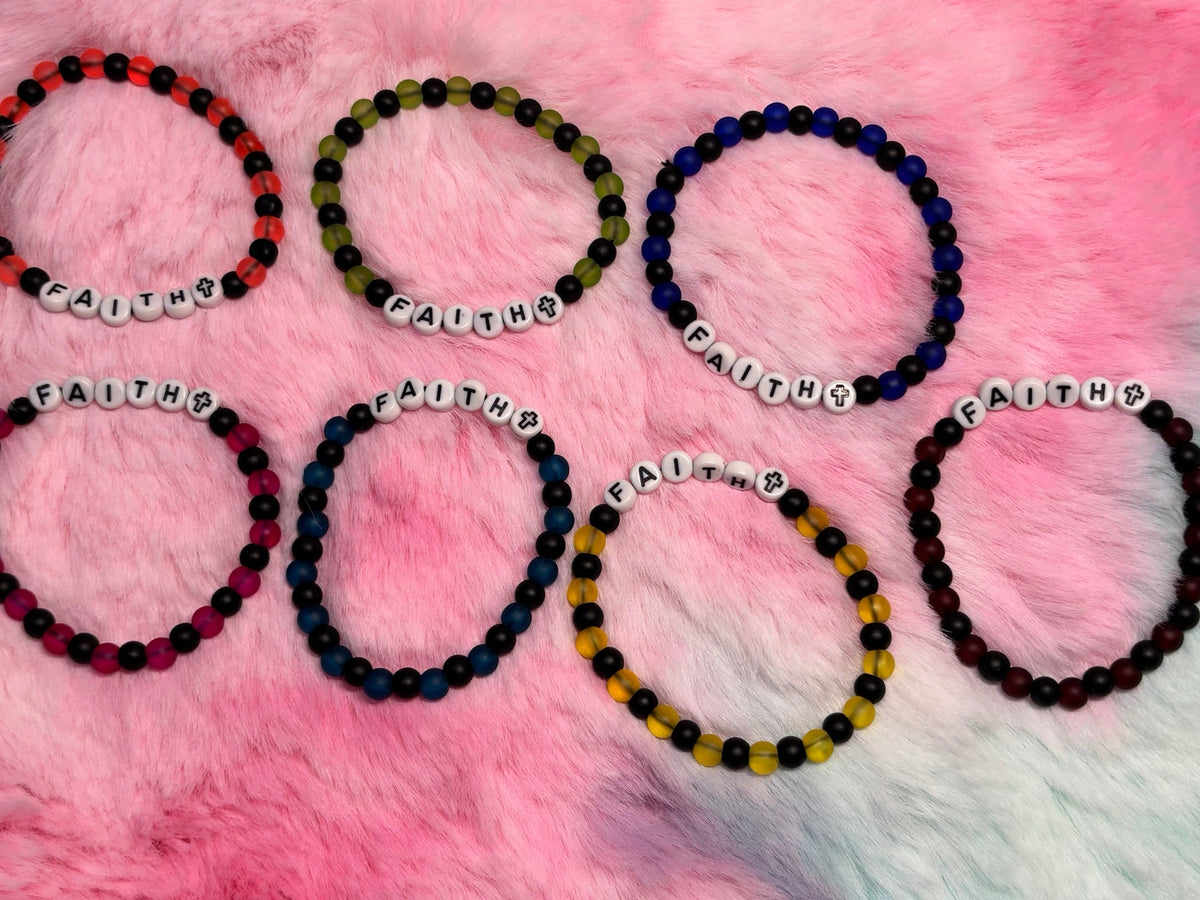 Faith Letter Beads Stretch Bracelet