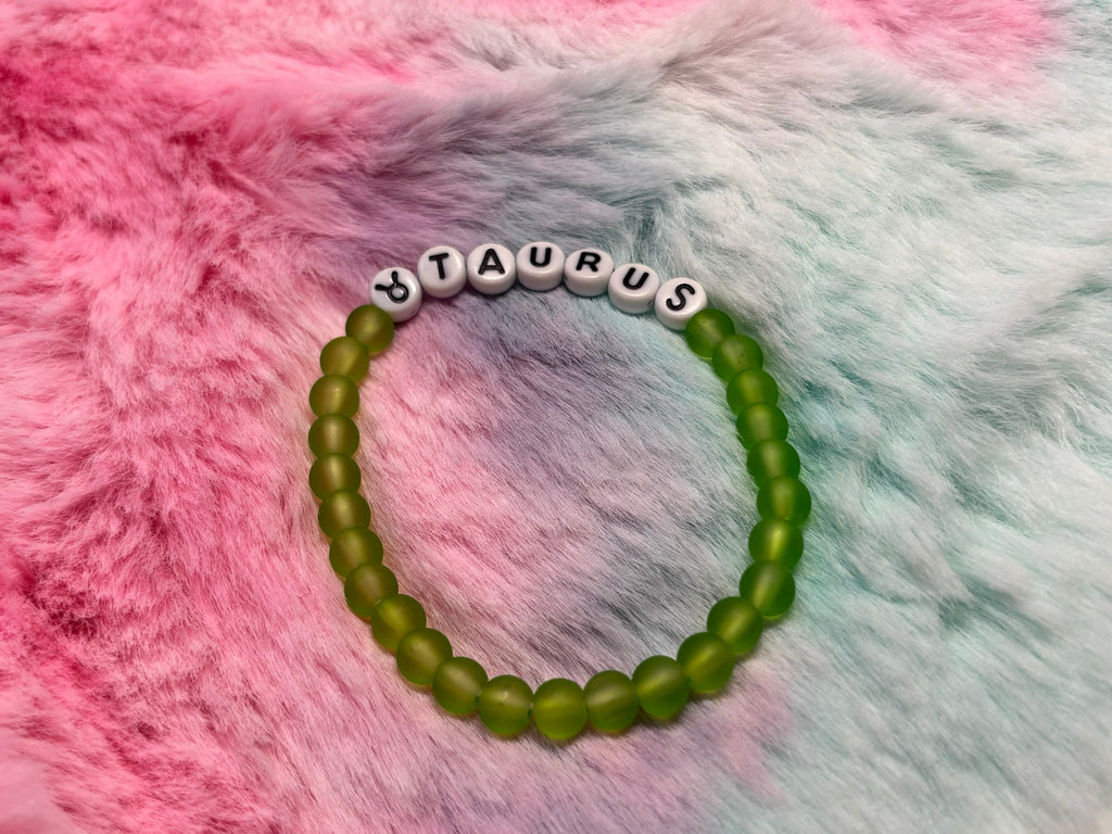 Taurus Letter Beads Stretch Bracelet