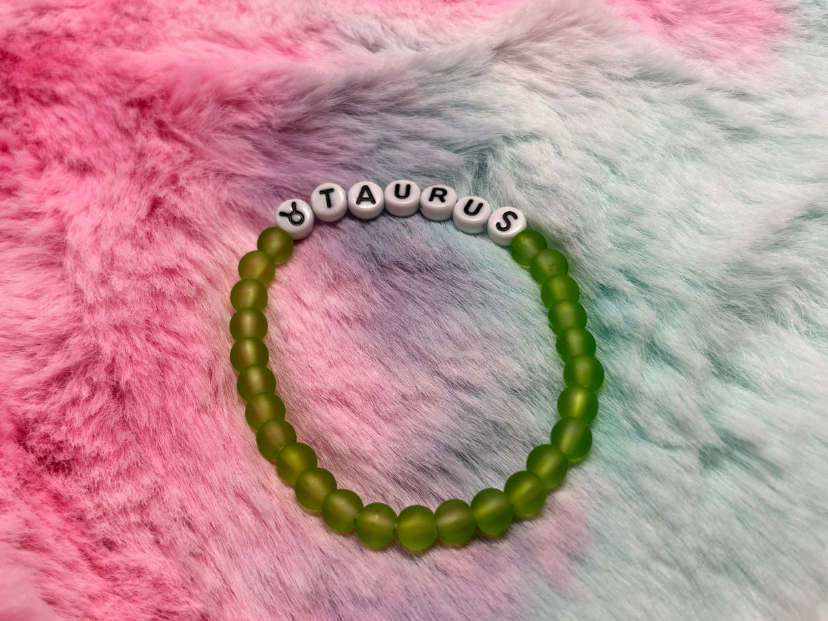 Taurus Letter Beads Stretch Bracelet