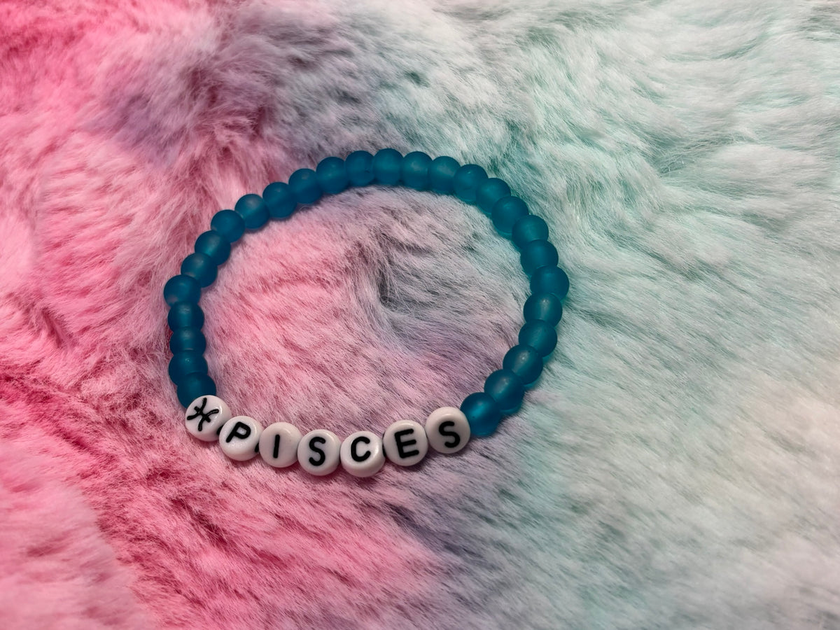Pisces Letter Beads Stretch Bracelet