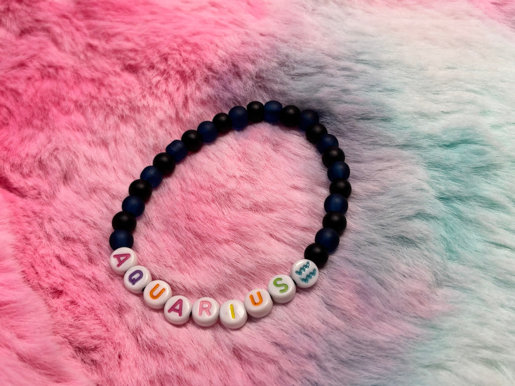 Aquarius Letter Beads Stretch Bracelet