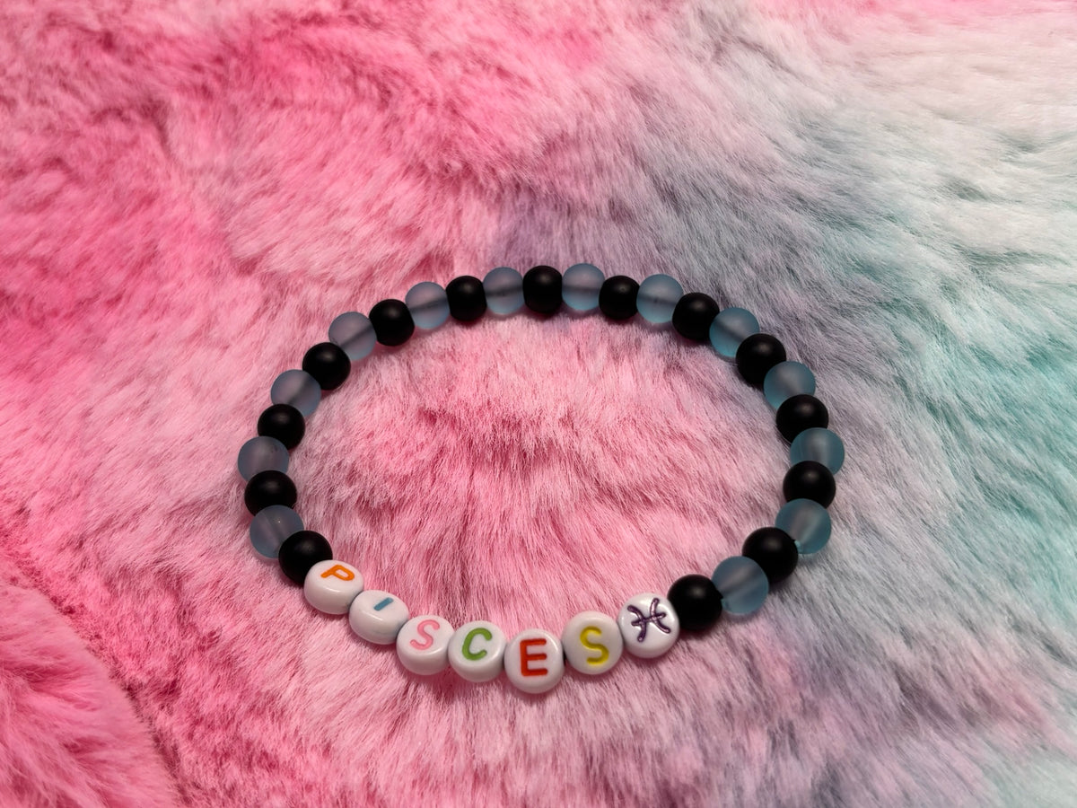 Pisces Letter Beads Stretch Bracelet