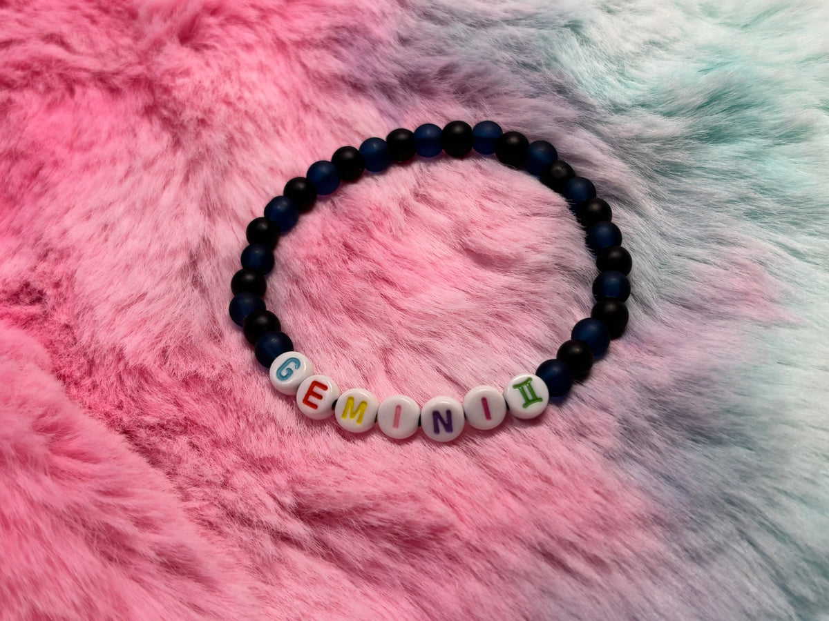 Gemini Letter Beads Stretch Bracelet