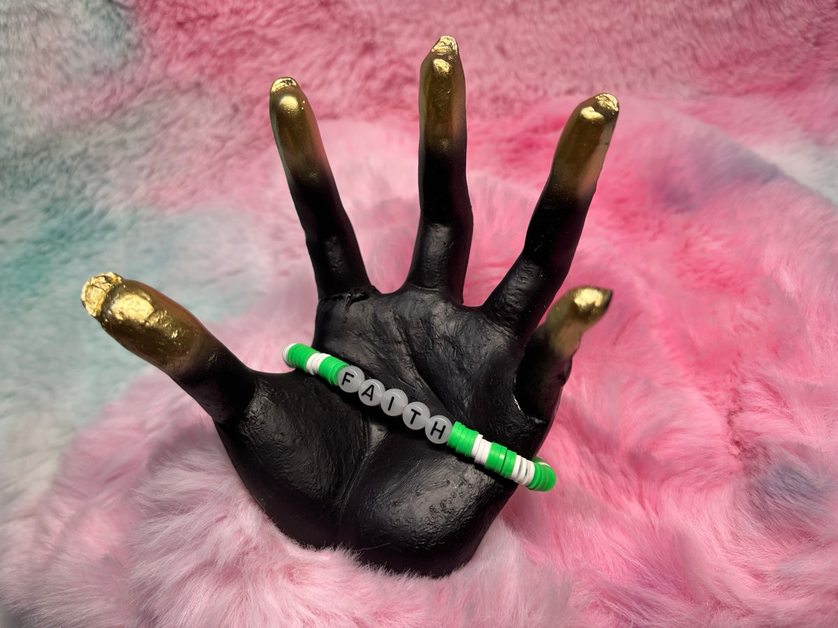 Faith Glow in the Dark Letter stretch bracelet