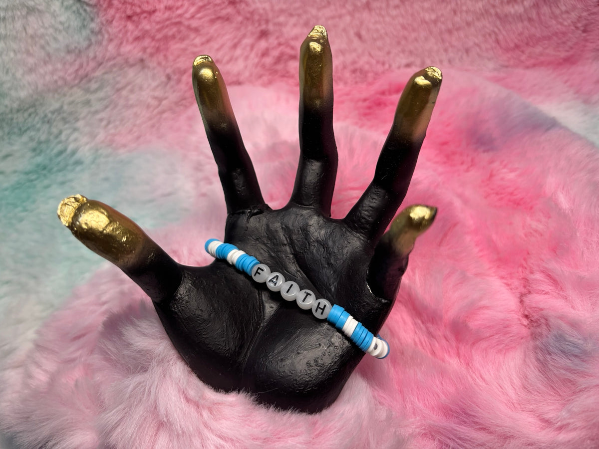 Faith Glow in the Dark Letter stretch bracelet