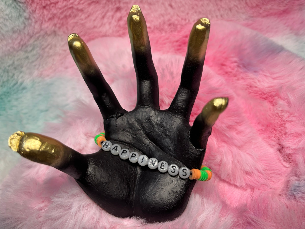 Happiness Glow in the Dark Letter stretch bracelet