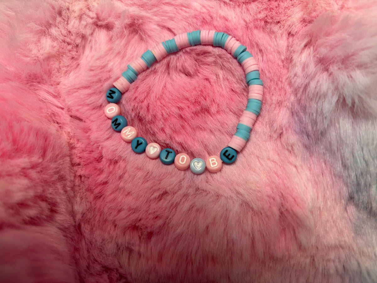 Mommy To Be Clay and Letter Bead Stretch Bracelet
