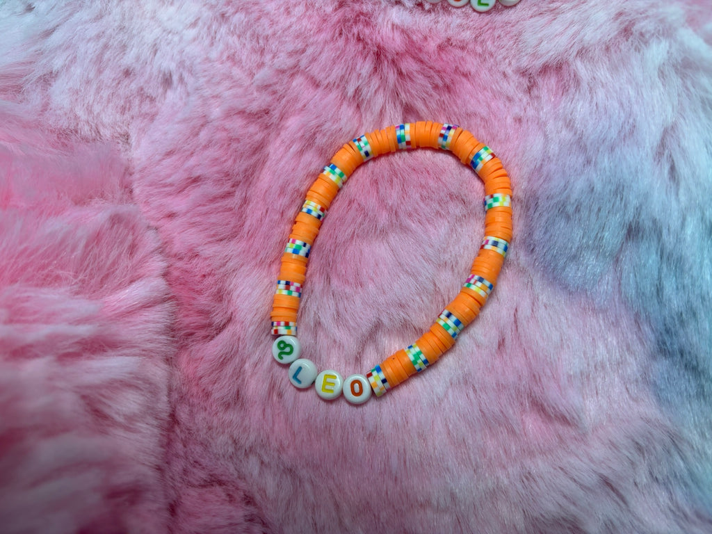 Leo Clay and Rainbow Letter Bead Stretch Bracelet