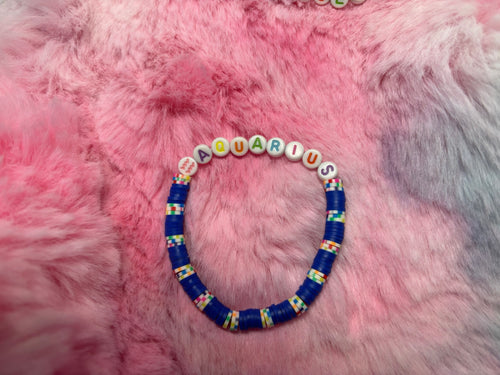 Aquarius Clay and Rainbow Letter Bead Stretch Bracelet