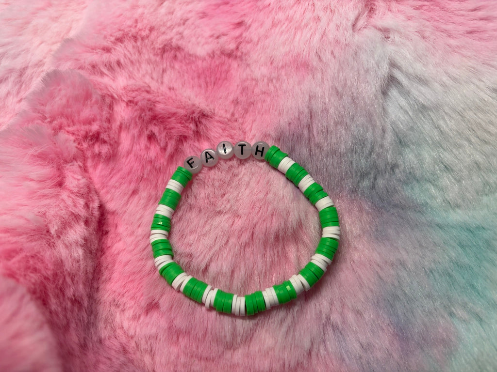 Faith Glow in the Dark Letter stretch bracelet