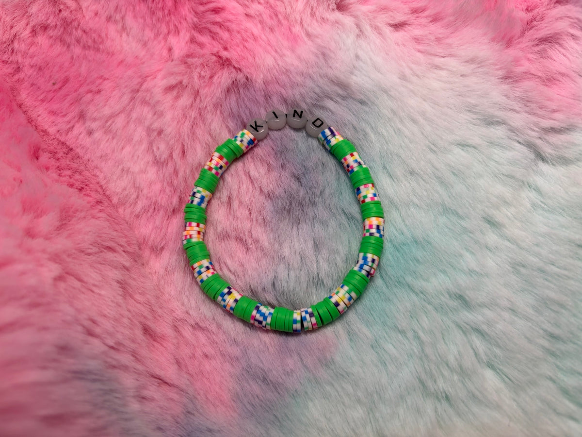 Kind Glow in the Dark Letter stretch bracelet