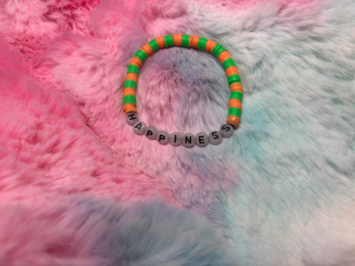 Happiness Glow in the Dark Letter stretch bracelet