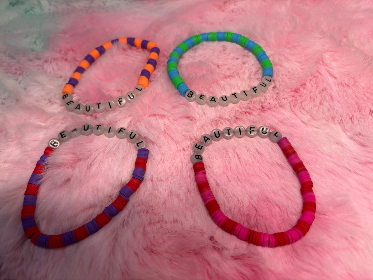 Beautiful Glow in the Dark Letter Stretch Bracelet
