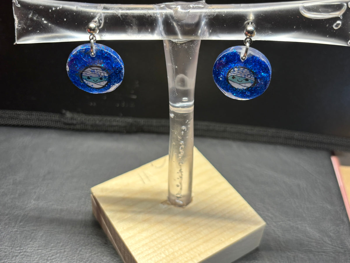 Mummy Ball Stud UV Resin Earrings