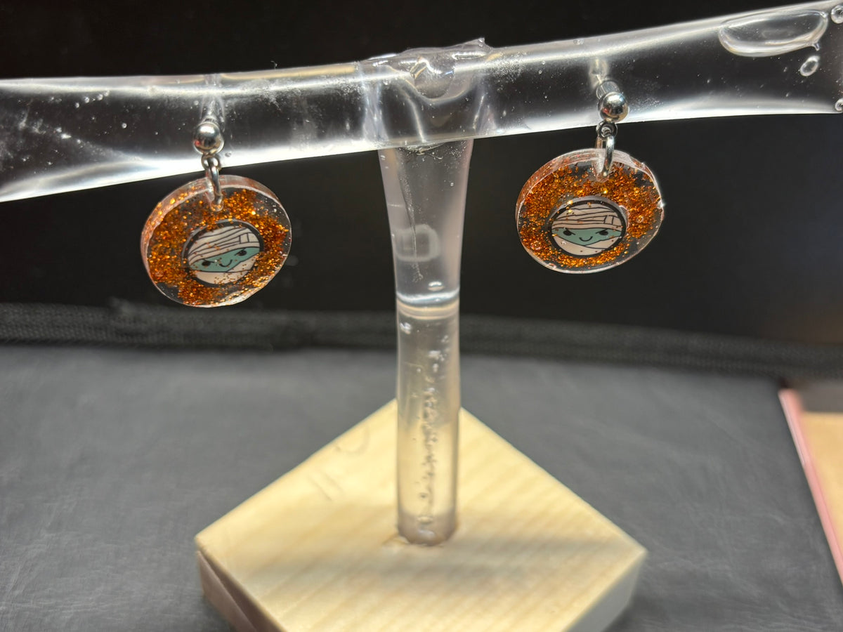 Mummy Ball Stud UV Resin Earrings