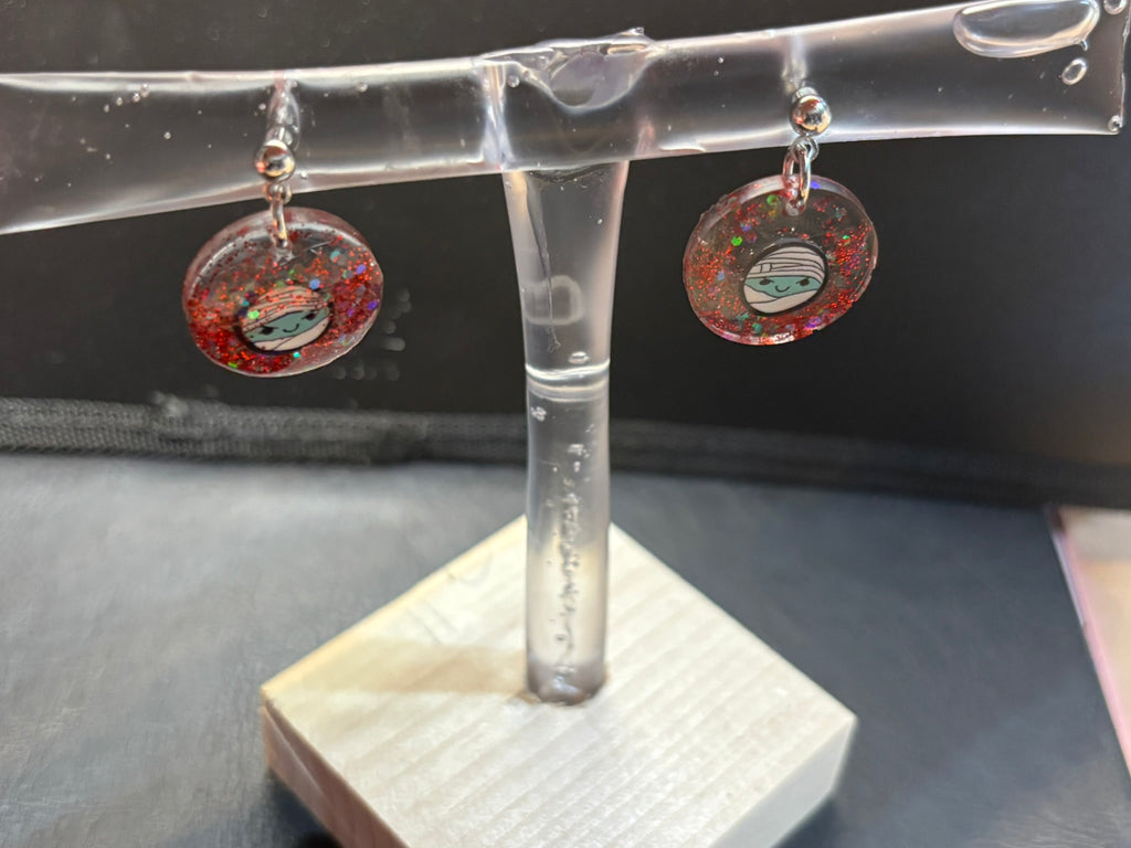 Mummy Ball Stud UV Resin Earrings