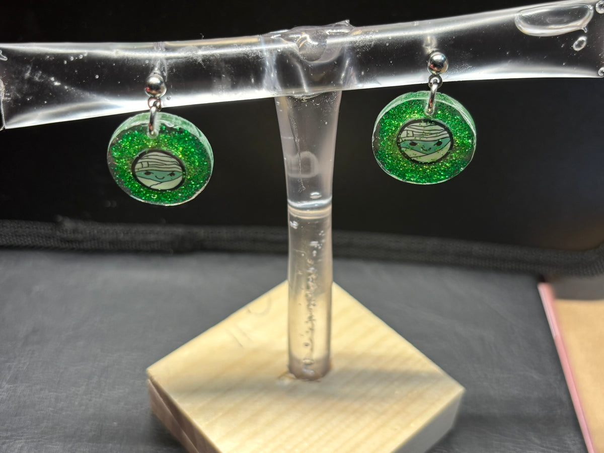 Mummy Ball Stud UV Resin Earrings