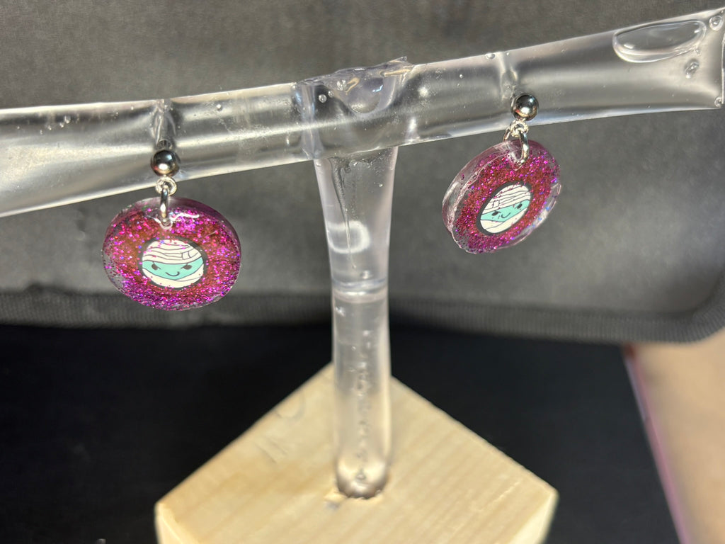 Mummy Ball Stud UV Resin Earrings