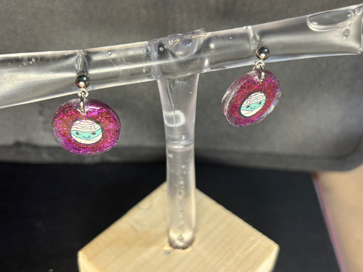 Mummy Ball Stud UV Resin Earrings