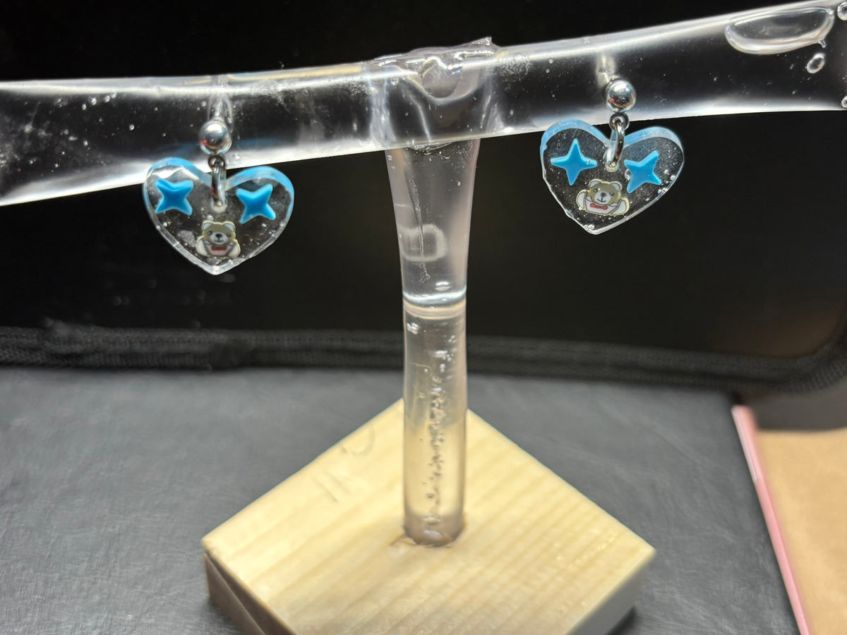 Teddy Bear Ball Stud UV Resin Earrings