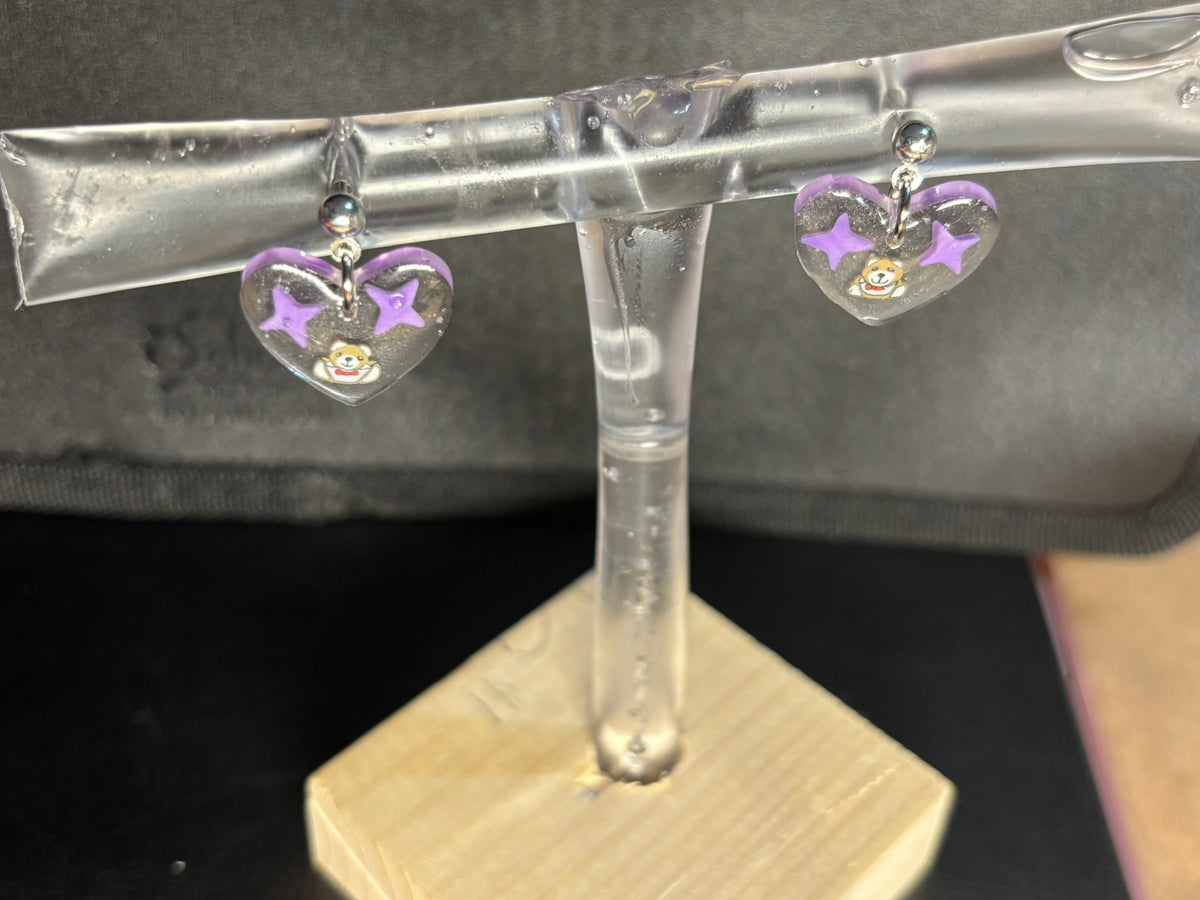 Teddy Bear Ball Stud UV Resin Earrings