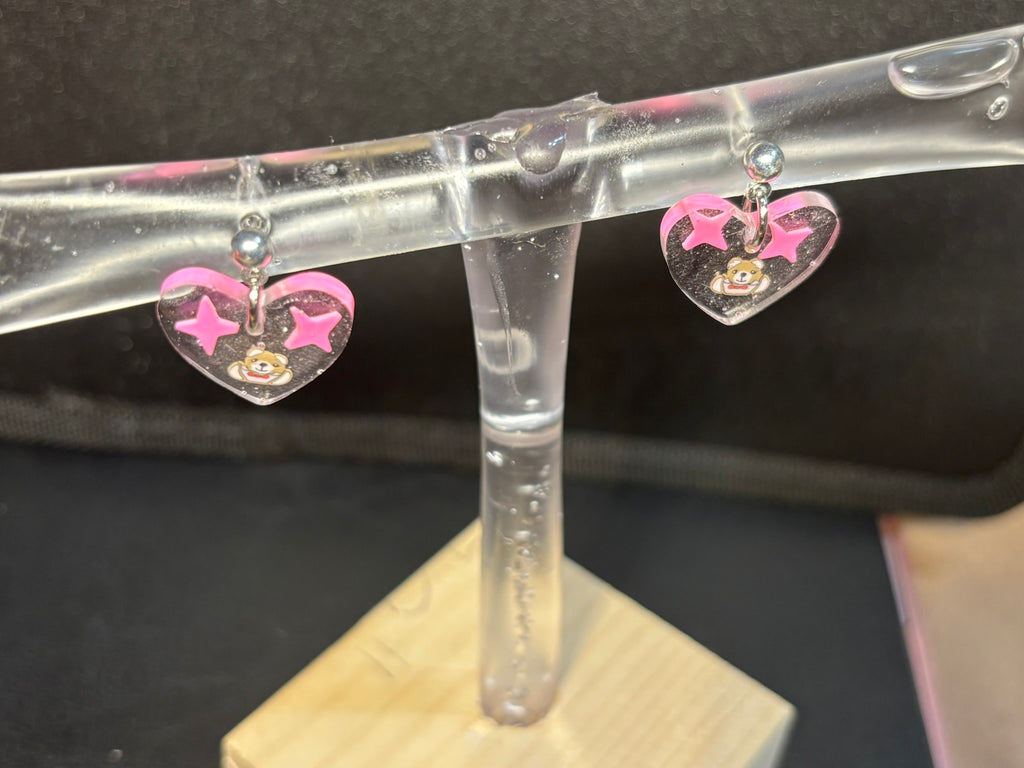 Teddy Bear Ball Stud UV Resin Earrings