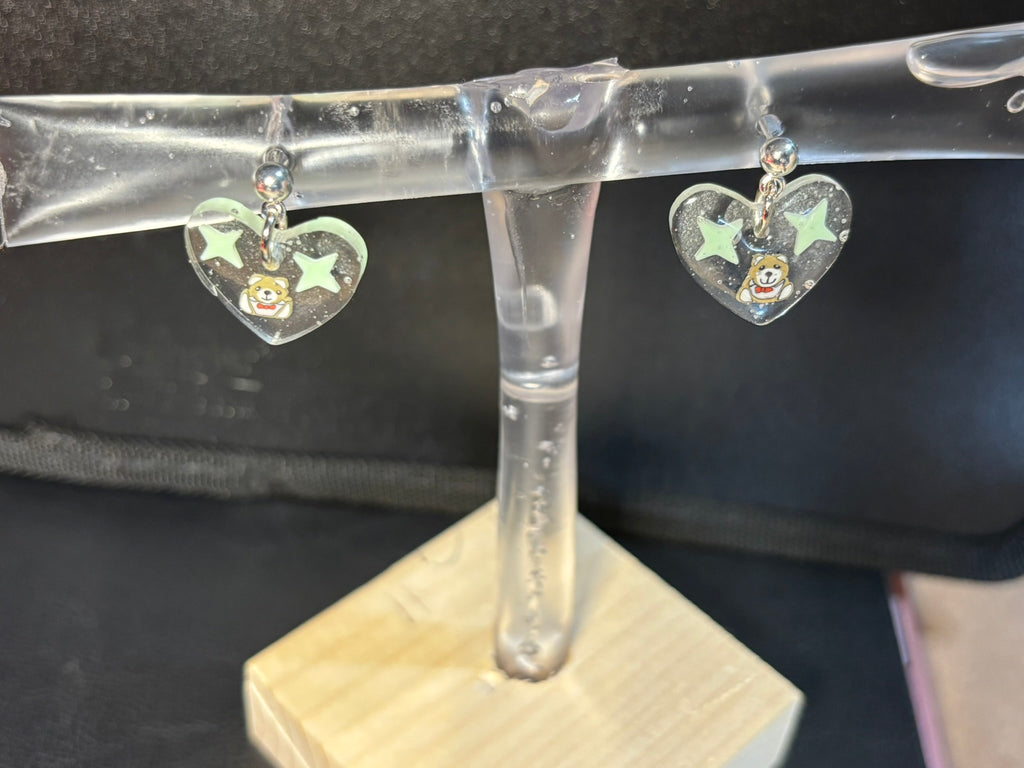 Teddy Bear Ball Stud UV Resin Earrings