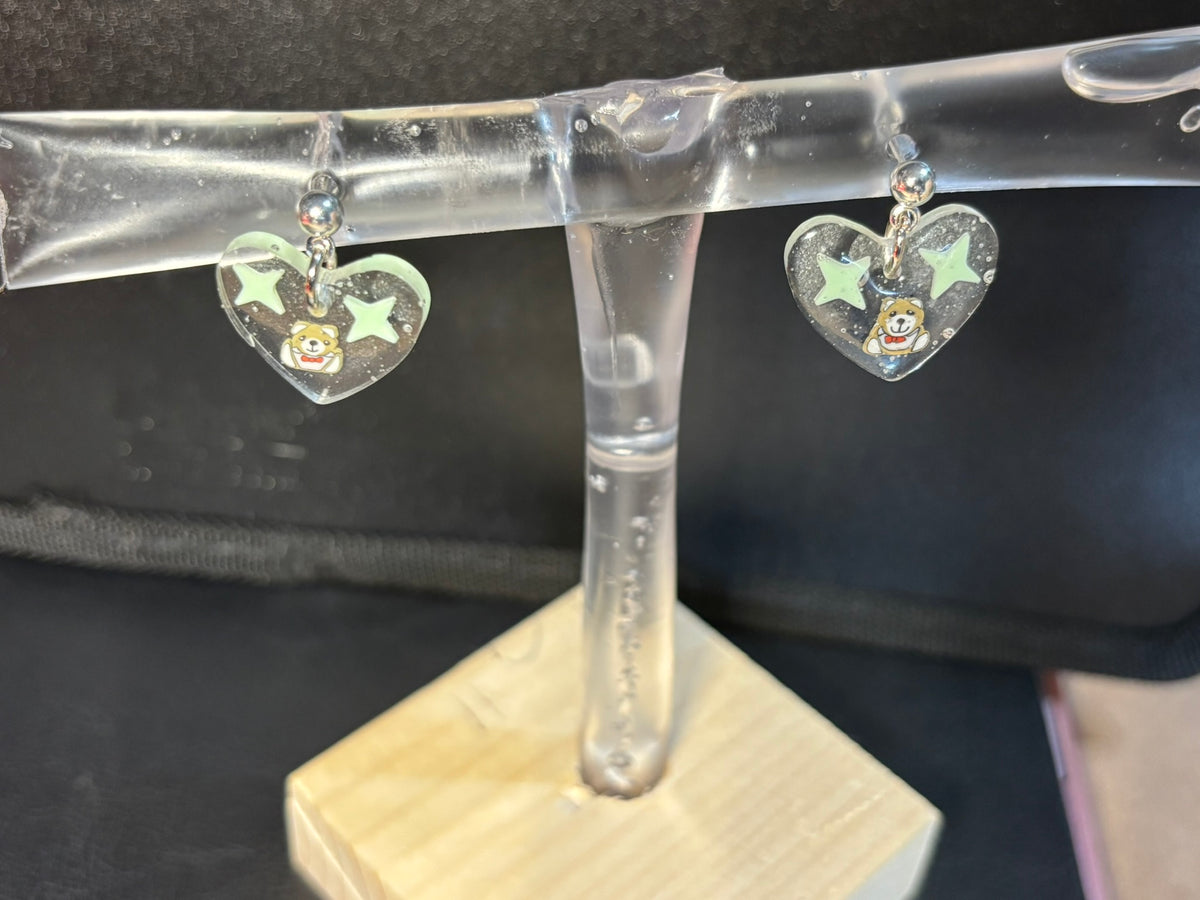 Teddy Bear Ball Stud UV Resin Earrings